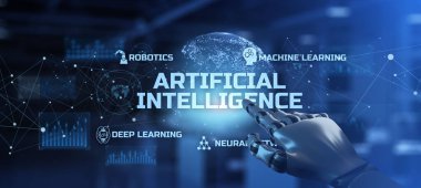 Yapay Zeka Zeki Endüstri Teknolojisi Nöral Ağ Öğrenme Makinesi. Robotik kol 3d oluşturma