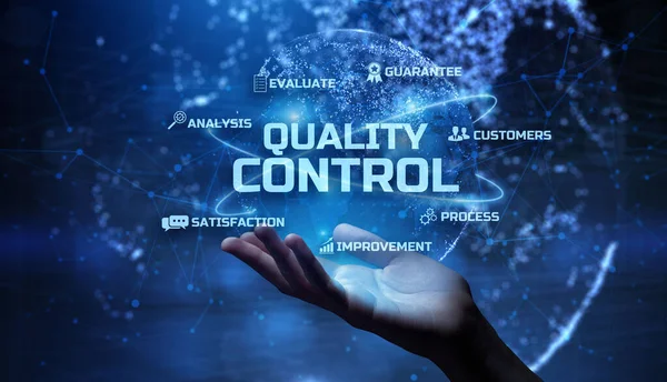 Kontrola jakości. Certyfikacja normalizacji Gwarancja ISO Koncepcja biznesowa i technologiczna — Zdjęcie stockowe