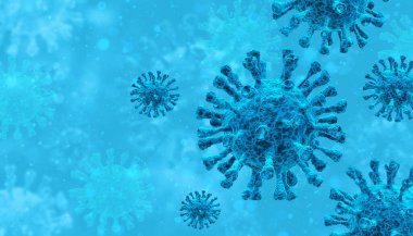 Coronavirus covid-19 mikroskop altında. Bilim salgını enfeksiyonu konsepti. 3 Boyutlu resimleme