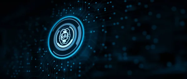 AI Искусственный интеллект Нейронная сеть машинного обучения. Концепция инновационных технологий — стоковое фото