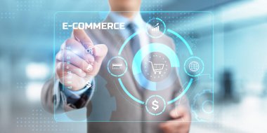 Ekranda e-ticaret çevrimiçi alışveriş teknolojisi kavramı