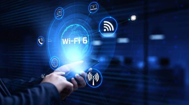Wifi 6 Kablosuz İnternet bağlantısı ağ teknolojisi kavramı