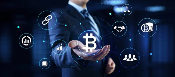Bitcoin Kryptowährung Wachstum Börse Handel Finanztechnologie-Konzept — Stockfoto