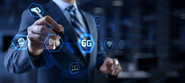 6G Altı nesil yüksek hızlı mobil internet kablosuz bağlantı.