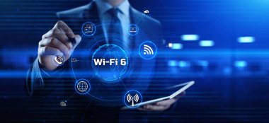 Wifi 6 Kablosuz İnternet bağlantısı ağ teknolojisi kavramı.
