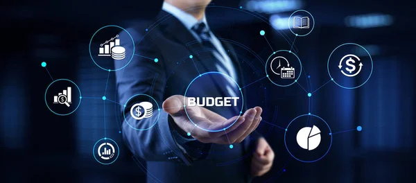 Planification budgétaire concept de financement des entreprises sur interface écran virtuel. — Photo