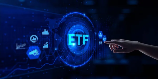 ETF Câmbio negociado fundo bolsa mercado de ações negociação investimento conceito financeiro. — Fotografia de Stock