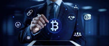 Bitcoin kripto büyüyen hisse senedi borsası finansal teknoloji kavramı