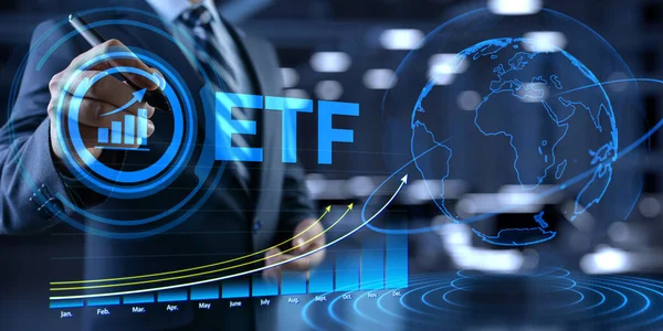 ETF Exchange Traded Fund Börsenhandel Investment Finanzkonzept Stockbild