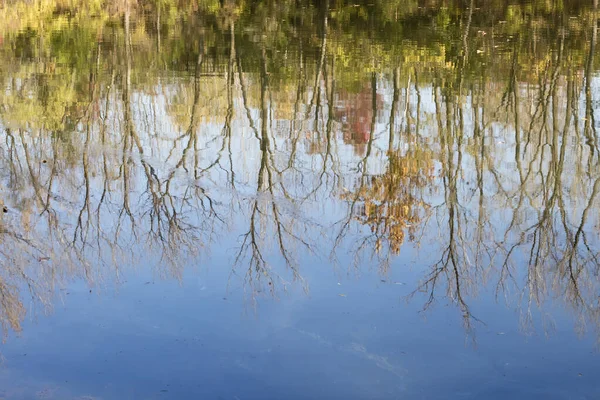 Herbstliche Spiegelung Der Landschaft Wasser — Stockfoto