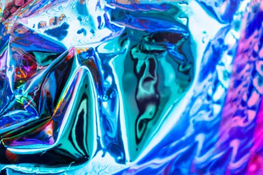 Soyut arka plan kıvılcımlı buruşuk hologram. Moda neon desenli arka plan