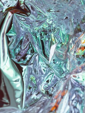 Soyut arka plan kıvılcımlı buruşuk hologram. Moda neon desenli arka plan