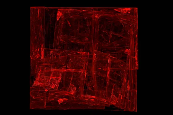 Cubo Rojo Abstracto Sobre Fondo Negro —  Fotos de Stock