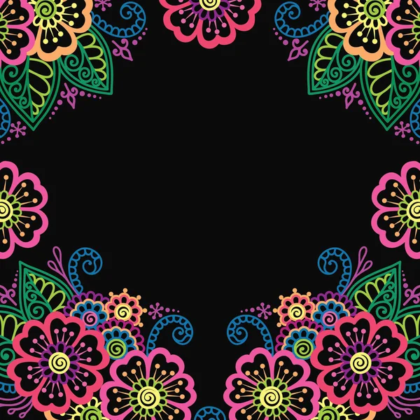 Cadre d'ornement vecteur fleur de henné — Image vectorielle