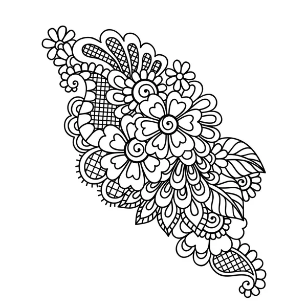 Kézzel rajzolt absztrakt Henna Mehndi virág dísz — Stock Vector