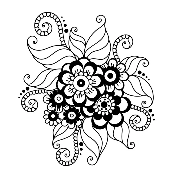 Handritade abstrakt Henna Mehndi blomma Ornament — Stock vektor