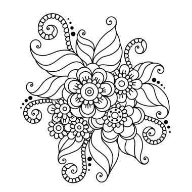 Soyut kına Mehndi çizilmiş çiçek süsleme