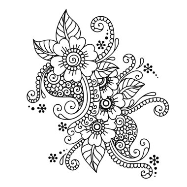 Soyut kına Mehndi çizilmiş çiçek süsleme