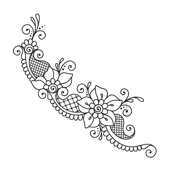 Handritade abstrakt Henna Mehndi blomma Ornament — Stock vektor