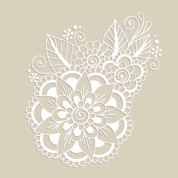 Handgetekende abstracte Henna Mehndi Flower Ornament — Stockvector