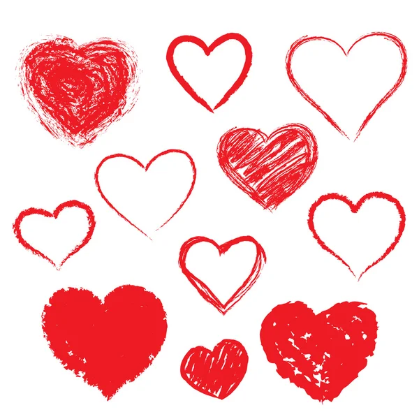 Vector hearts set. Hand drawn. — Stock Vector