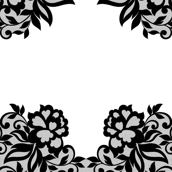 Black flower lace ornament. — Stock Vector