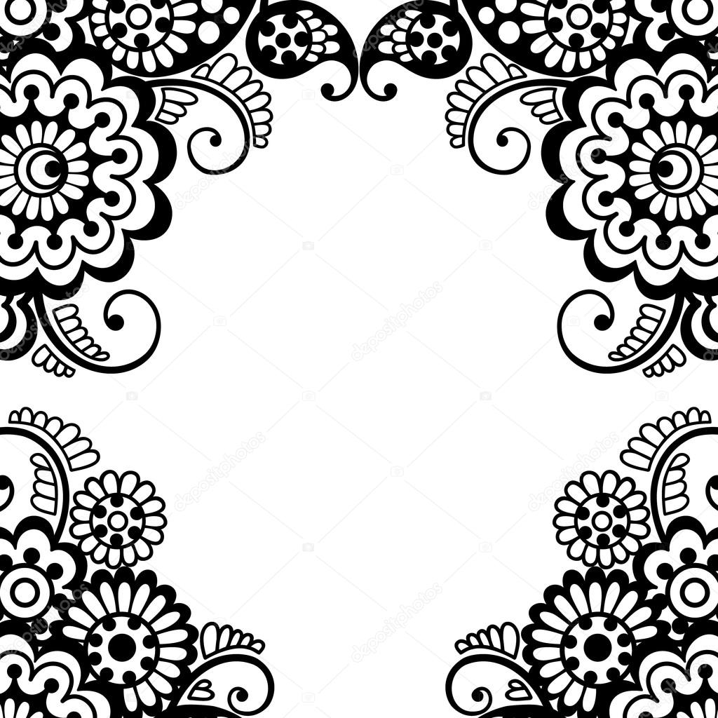 Flower vector ornament frame
