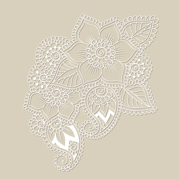 Handritade abstrakt Henna Mehndi blomma Ornament — Stock vektor