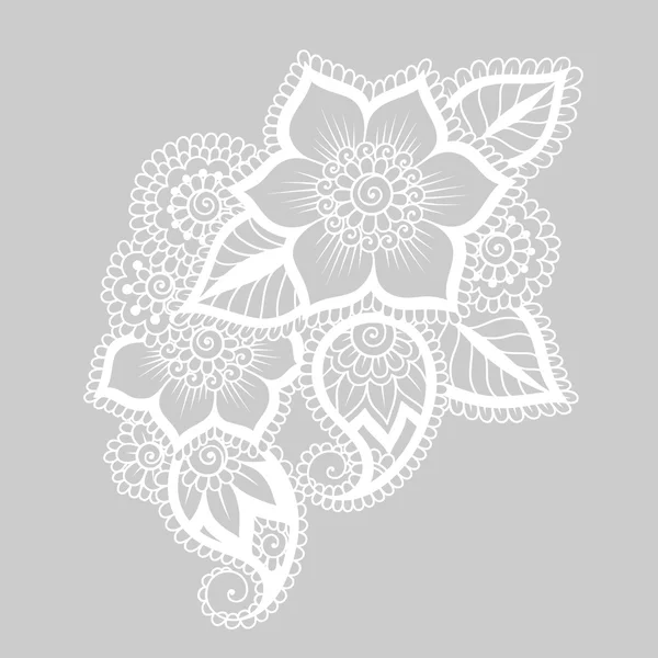 Handritade abstrakt Henna Mehndi blomma Ornament — Stock vektor