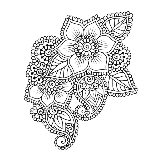 手绘抽象指甲花曼海蒂花装饰 — 图库矢量图片