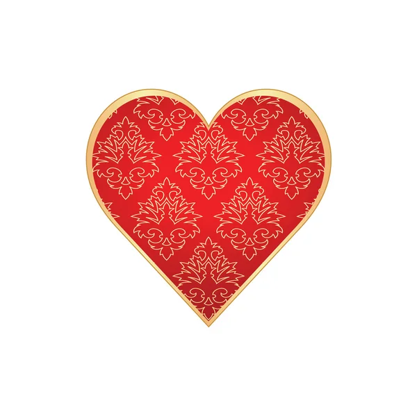 Forma de corazón con adorno floral dibujado a mano — Vector de stock