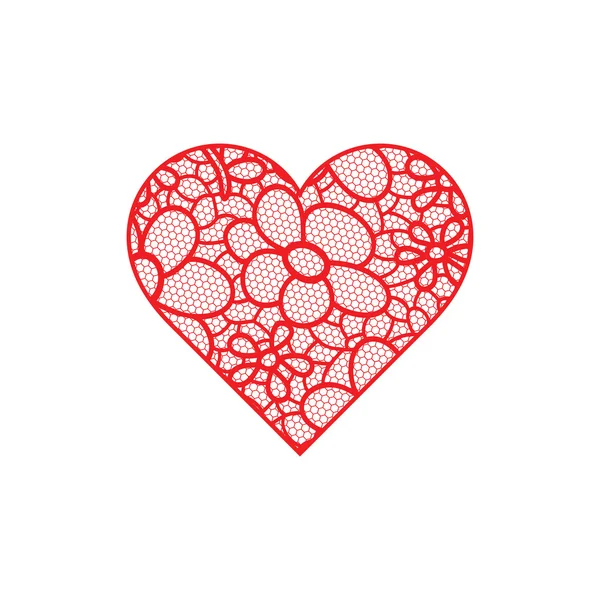 Forma de corazón con adorno floral dibujado a mano — Vector de stock