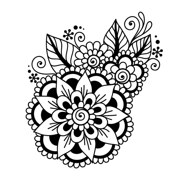 Handritade abstrakt Henna Mehndi blomma Ornament — Stock vektor