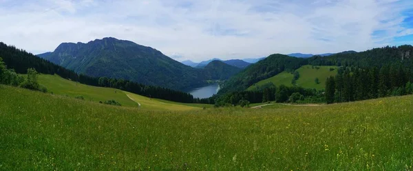 Vista Para Belo Lago Montanha Lunz See Áustria — Fotografia de Stock