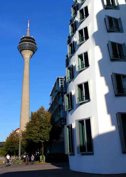 Edificios Famosos Media Harbor Düsseldorf Detalle Bullicio —  Fotos de Stock