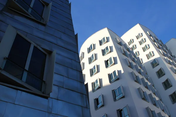 View to a futuristic building landmark in Dusseldorf / Duesseldorf / Germany