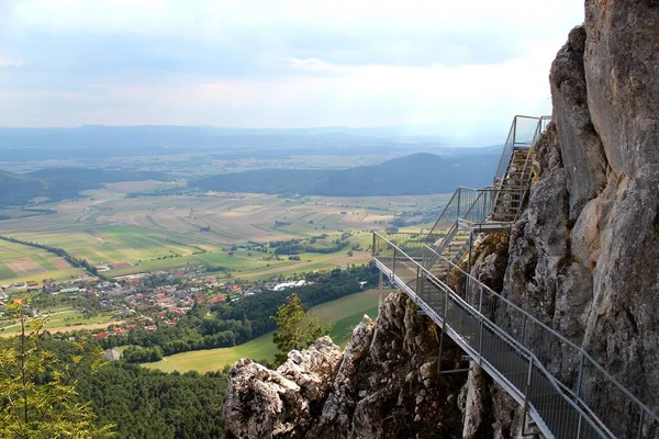 Spannender Felsweg Naturpark Hohe Wand Niederösterreich Aktives Sommerferienerlebnis — Stockfoto