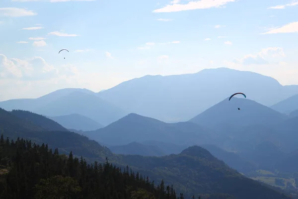 Muhteşem Paragliding Anı Paragliding Konsepti Paraglider Avusturya Hohe Asa Schneeberg — Stok fotoğraf