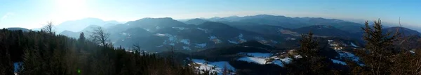 Piękny Dzień Wędrówki Panoramiczny Widok Hohe Wand Austrii Schneeberg Rax — Zdjęcie stockowe