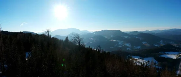 徒步旅行美丽的一天 奥地利胡和峰全景 施内贝格 拉克斯 古腾斯泰纳阿尔卑斯 — 图库照片