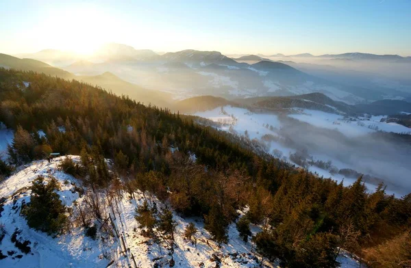 宜人的风景 美丽的日落 旅游及探险概念 奥地利 寒假大地方 滑雪场 — 图库照片