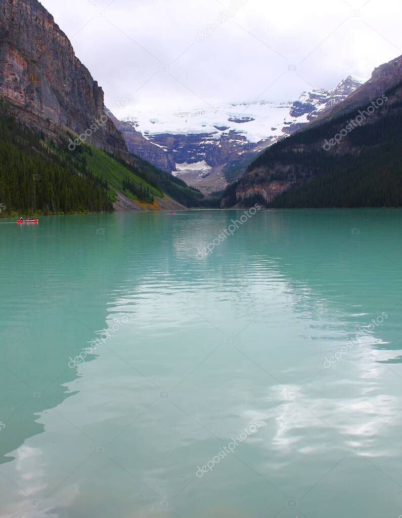 Typical Canadian Landscape: Turquoise Beautiful Lake in Rocky Mountainsin Banff National Park, Alberta, Canada