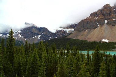 Banff Nationalpark 'ın güzel manzarası Icefields Parkway, Alberta, Kanada