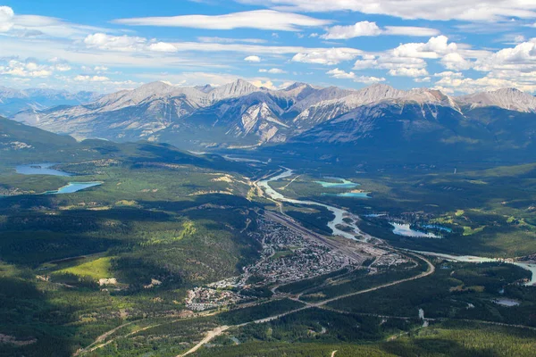 Krásný Výhled Jasper Town Jasper Nationalpark Britská Kolumbie Kanada Royalty Free Stock Fotografie