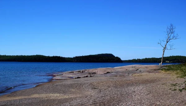 Magnifique Plage Sable Par Une Journée Ensoleillée Lac Supérieur Ontario — Photo