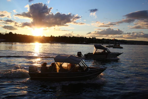 Wonderful Sunset Harbour Nanaimo Victoria Island British Columbia Canada — Stock Photo, Image