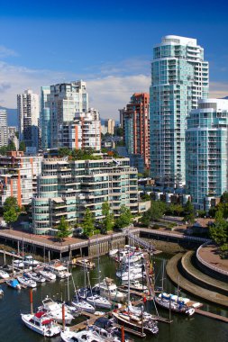 Vancouver 'ın şehir merkezine güzel bir manzara: Manzara için harika bir şehir. Seyahat ve tatil konsepti. British Columbia, Kanada.