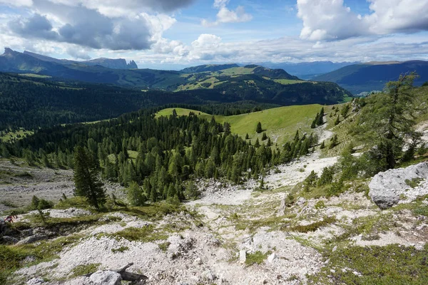 Impresionante Vista Amplio Abierto Paisaje Alp Siusi Mont Seuc Valle — Foto de Stock