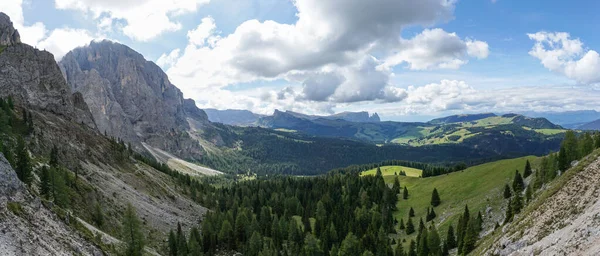Stunning Panoramic View Famous Alp Siusi Seiseralm South Tyrol Also — Stock Photo, Image