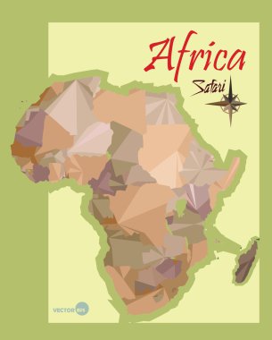 stil çokgen grafik Afrika haritasının illüstrasyon. Afrika taklit vintage siyasi harita.